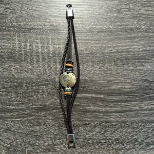 Pisces Zodiac Sign Leather Bracelet for Men and Women